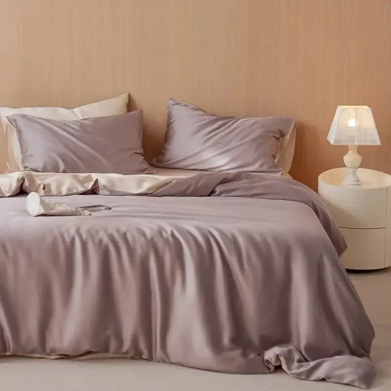 DecorBites™ 60S Rayon Silk Bedding Set | Solid Color | Summer Cooling | Twin-King