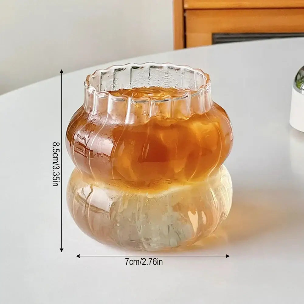 DecorBites™ 650ml Latte Ribbed Cocktail Glass Set, Nordic Style Phnom Penh Water Juice Cup
