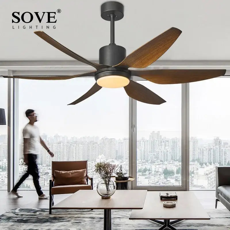 DecorBites™ 66" Modern LED Brown Ceiling Fan with Remote Control for Living Room