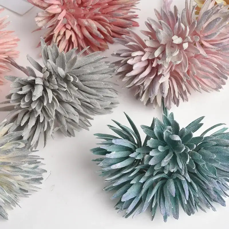 DecorBites™ 6pc 12cm Silk Mini Handmade Bouquet Wedding Home Decoration Fake Flowers