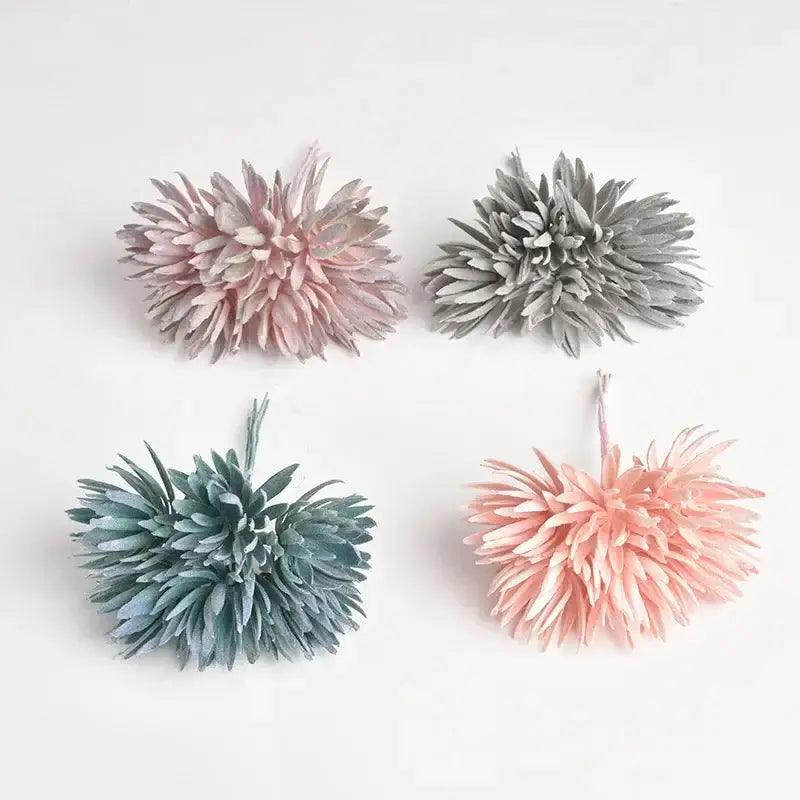DecorBites™ 6pc 12cm Silk Mini Handmade Bouquet Wedding Home Decoration Fake Flowers