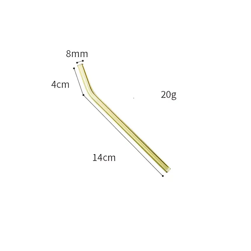 DecorBites™ 6Pcs Colorful Glass Curved Juice Straws - Heat-resistant and Transparent