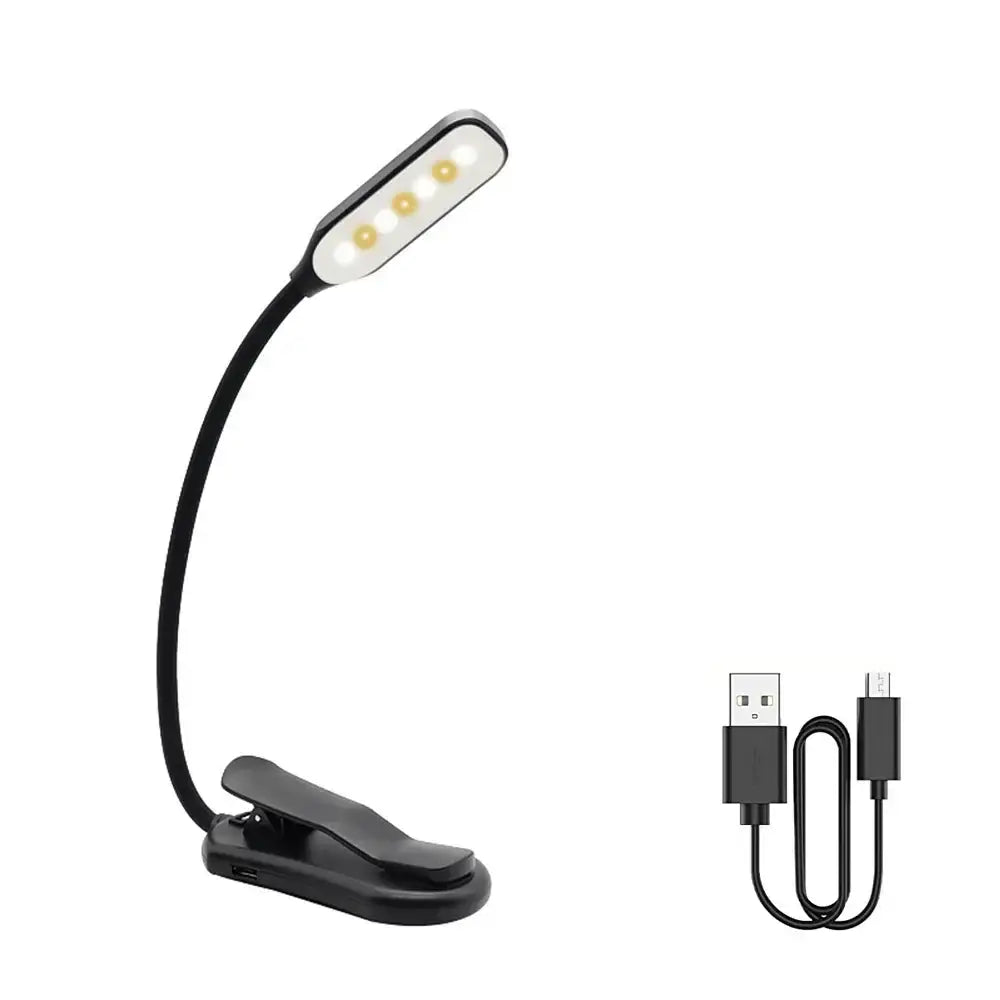 DecorBites™ 7 LED Book Light: Rechargeable Reading Lamp with 3-Level White Light Clip-On
