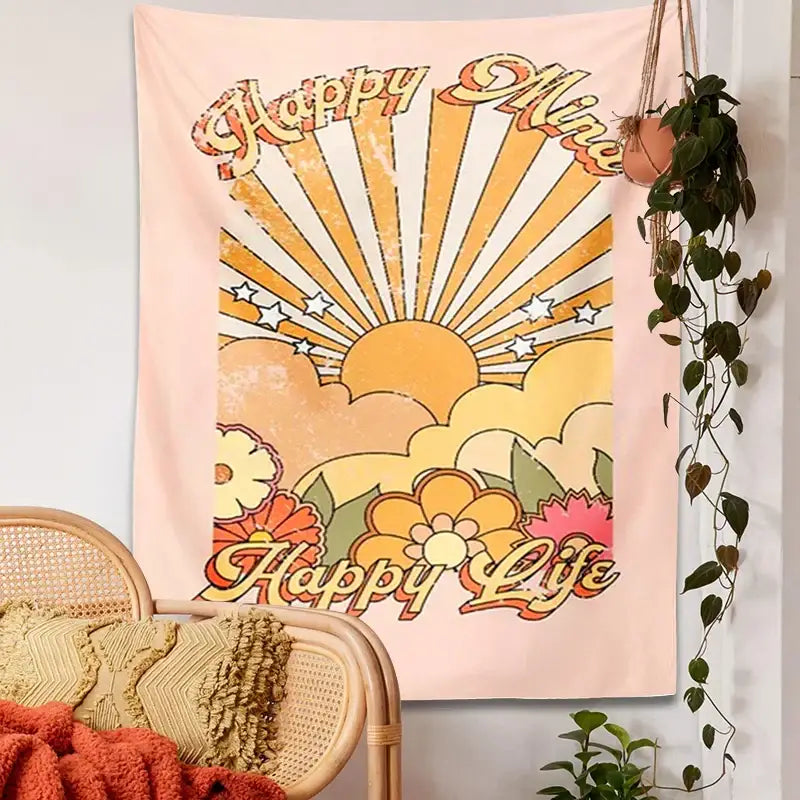 DecorBites™ 70s Girl Sunset Tapestry Wall Hanging for Boho Living Room Bedroom Decor