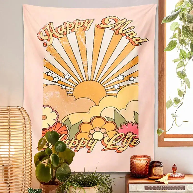 DecorBites™ 70s Girl Sunset Tapestry Wall Hanging for Boho Living Room Bedroom Decor