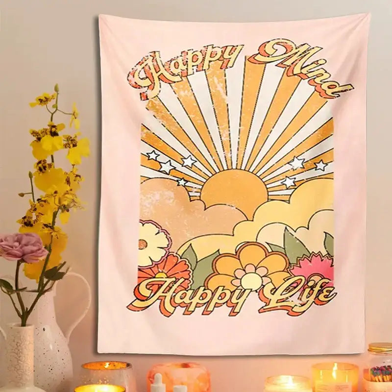 DecorBites™ 70s Girl Sunset Tapestry Wall Hanging for Boho Living Room Bedroom Decor