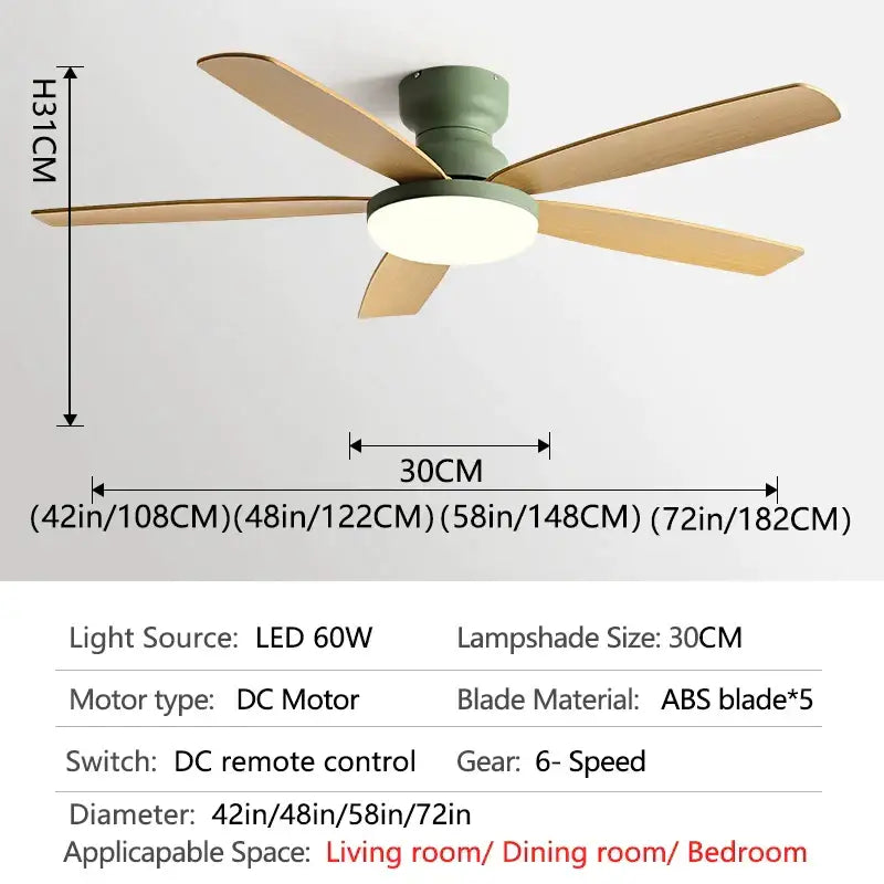 DecorBites™ 72" Low Floor Fan Light Chandelier 2023 Living Room Ceiling Fan Strong Winds