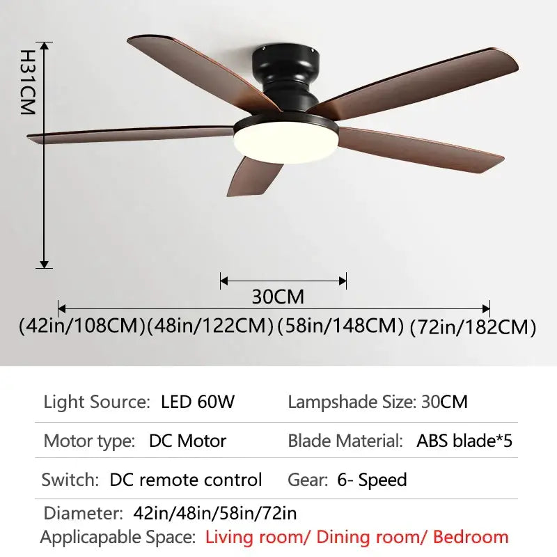 DecorBites™ 72" Low Floor Fan Light Chandelier 2023 Living Room Ceiling Fan Strong Winds