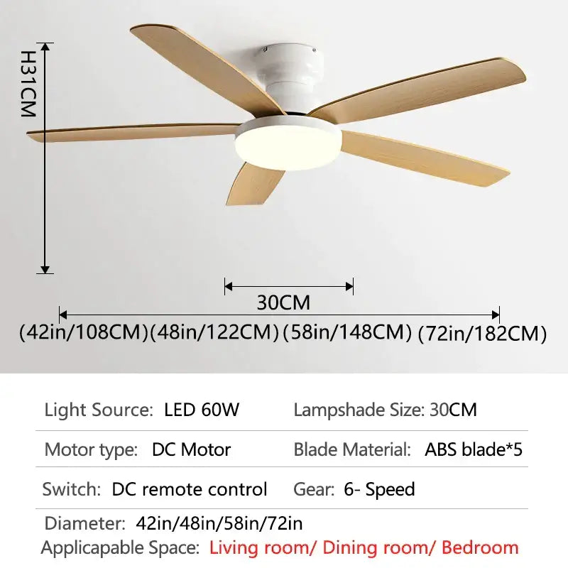 DecorBites™ 72" Low Floor Fan Light Chandelier 2023 Living Room Ceiling Fan Strong Winds