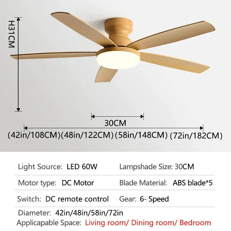 DecorBites™ 72" Low Floor Fan Light Chandelier 2023 Living Room Ceiling Fan Strong Winds
