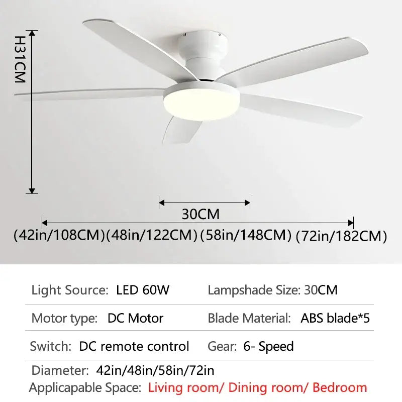 DecorBites™ 72" Low Floor Fan Light Chandelier 2023 Living Room Ceiling Fan Strong Winds