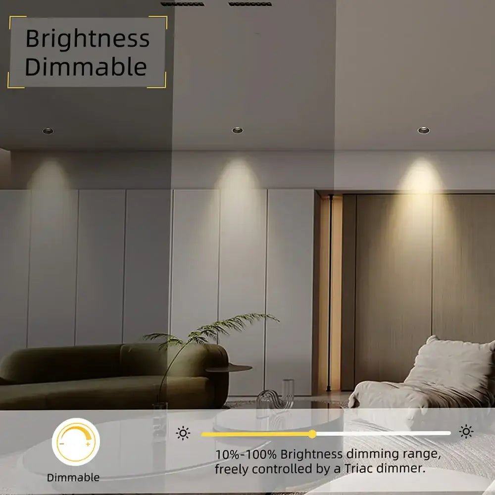 مصباح داون لايت LED DecorBites™ بقدرة 7 وات و CRI97: قابل للتعتيم، بدون إطار، ضوء موضعي مضاد للتوهج