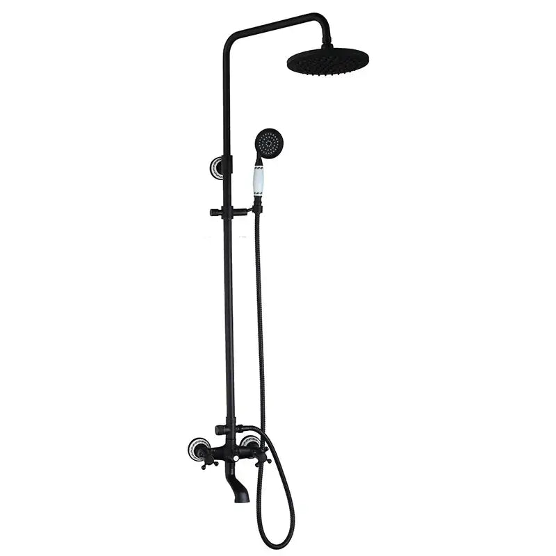 DecorBites™ 8" Black Rain Shower Head Set with Hand Spray and Mixer Faucet