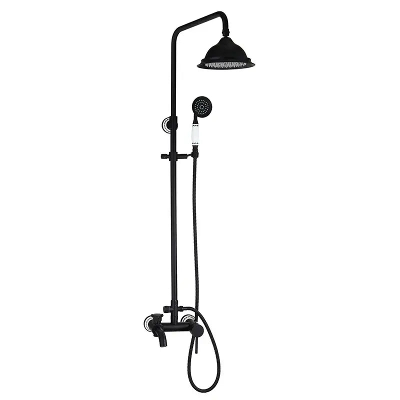 DecorBites™ 8" Black Rain Shower Head Set with Hand Spray and Mixer Faucet