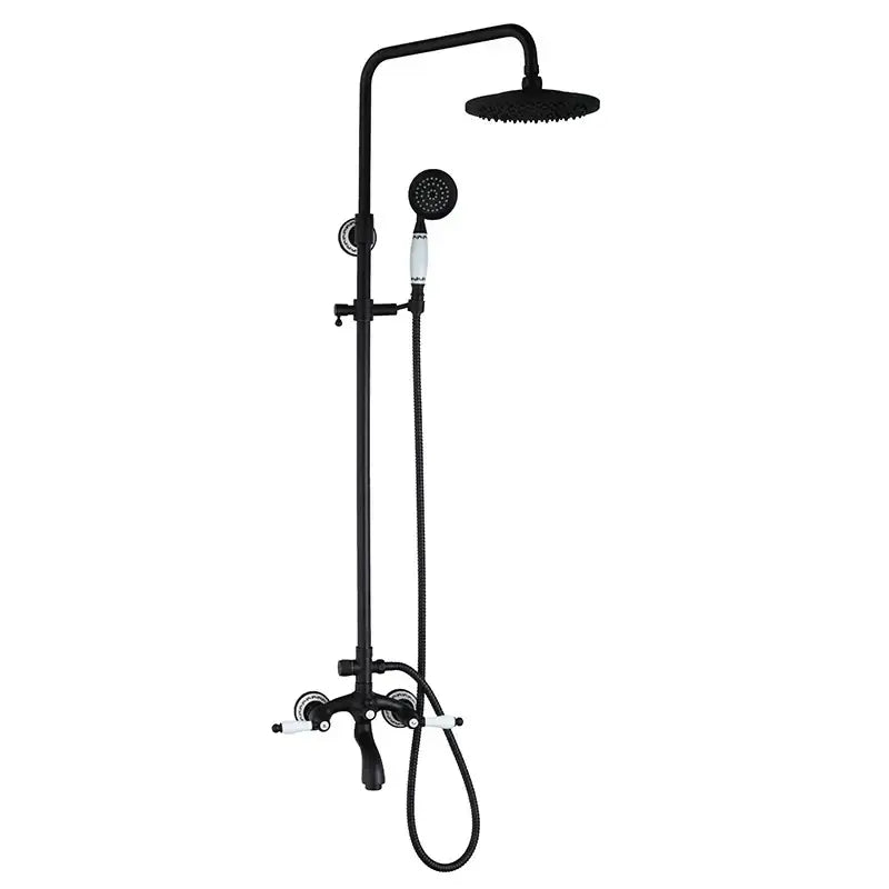 DecorBites™ 8" Black Rain Shower Head Set with Hand Spray and Mixer Faucet