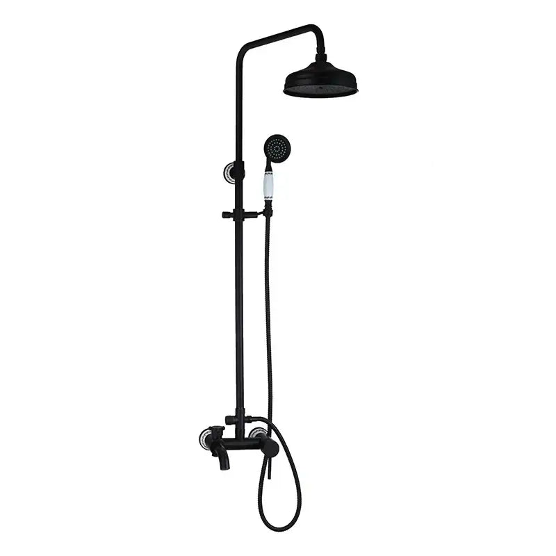 DecorBites™ 8" Black Rain Shower Head Set with Hand Spray and Mixer Faucet