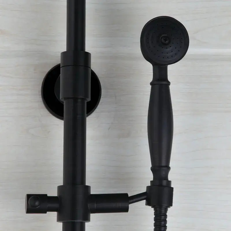 DecorBites™ 8" Black Rain Shower Head Set with Hand Spray and Mixer Faucet