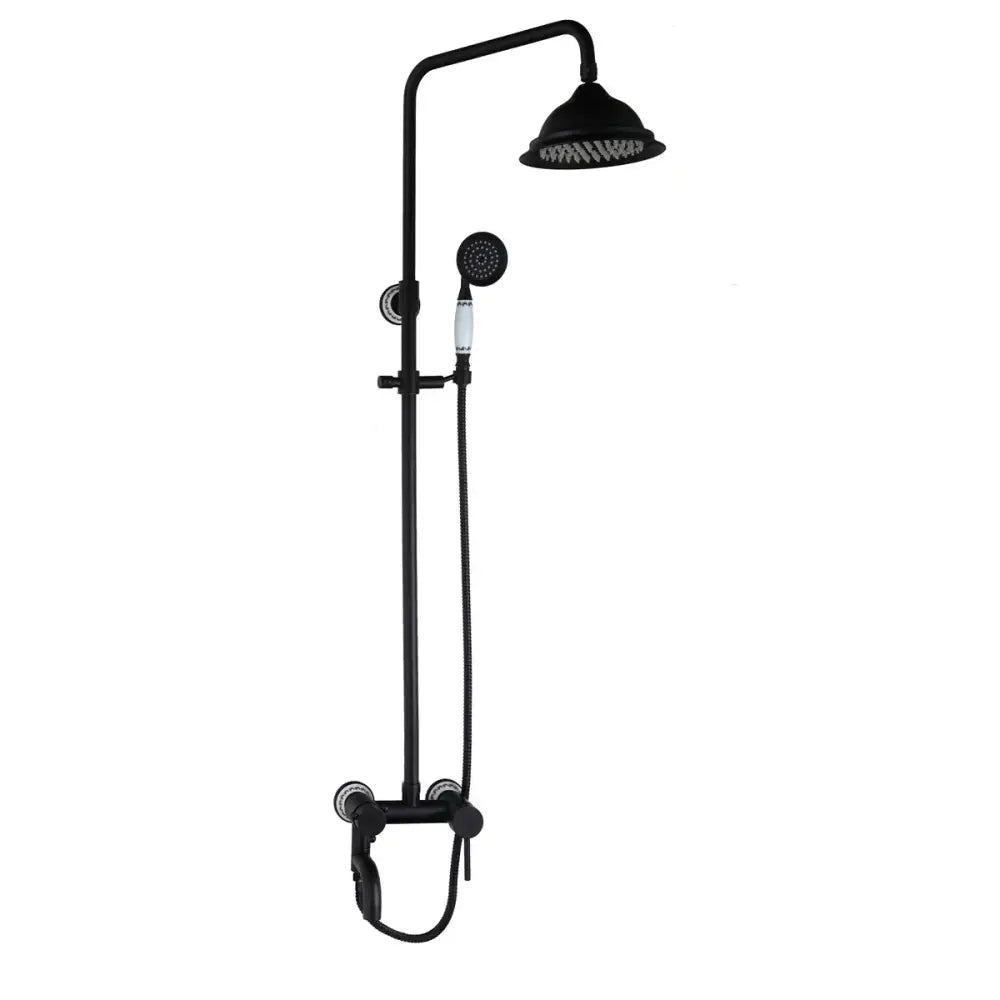 DecorBites™ 8" Black Rain Shower Head Set with Hand Spray and Mixer Faucet