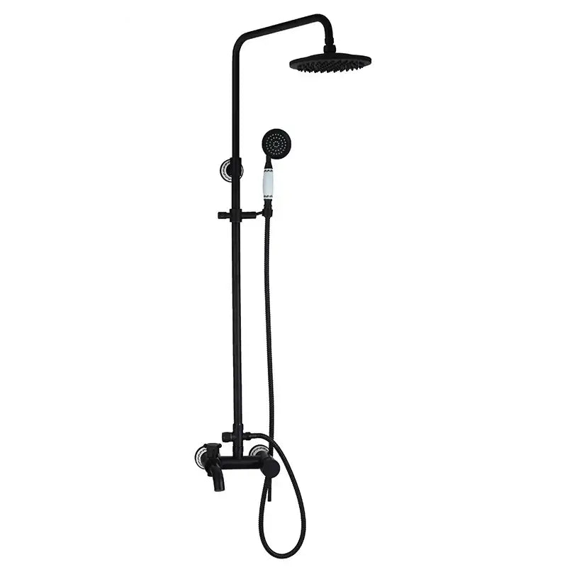 DecorBites™ 8" Black Rain Shower Head Set with Hand Spray and Mixer Faucet