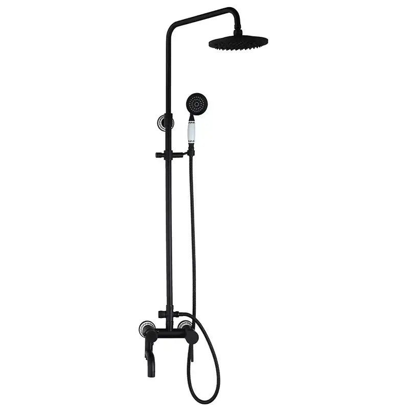 DecorBites™ 8" Black Rain Shower Head Set with Hand Spray and Mixer Faucet
