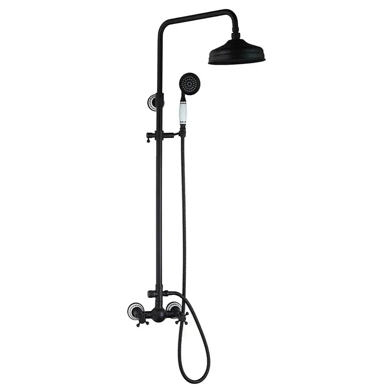 DecorBites™ 8" Black Rain Shower Head Set with Hand Spray and Mixer Faucet