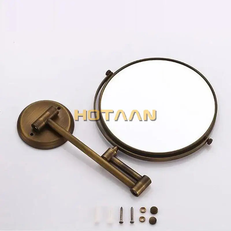 DecorBites™ 8" Brass Shave Makeup Mirror Wall Mounted Extendable Arm 1x3x Magnifying