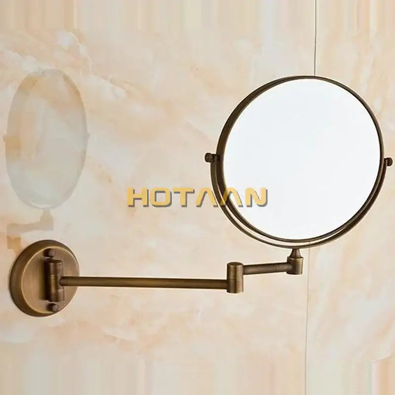 DecorBites™ 8" Brass Shave Makeup Mirror Wall Mounted Extendable Arm 1x3x Magnifying