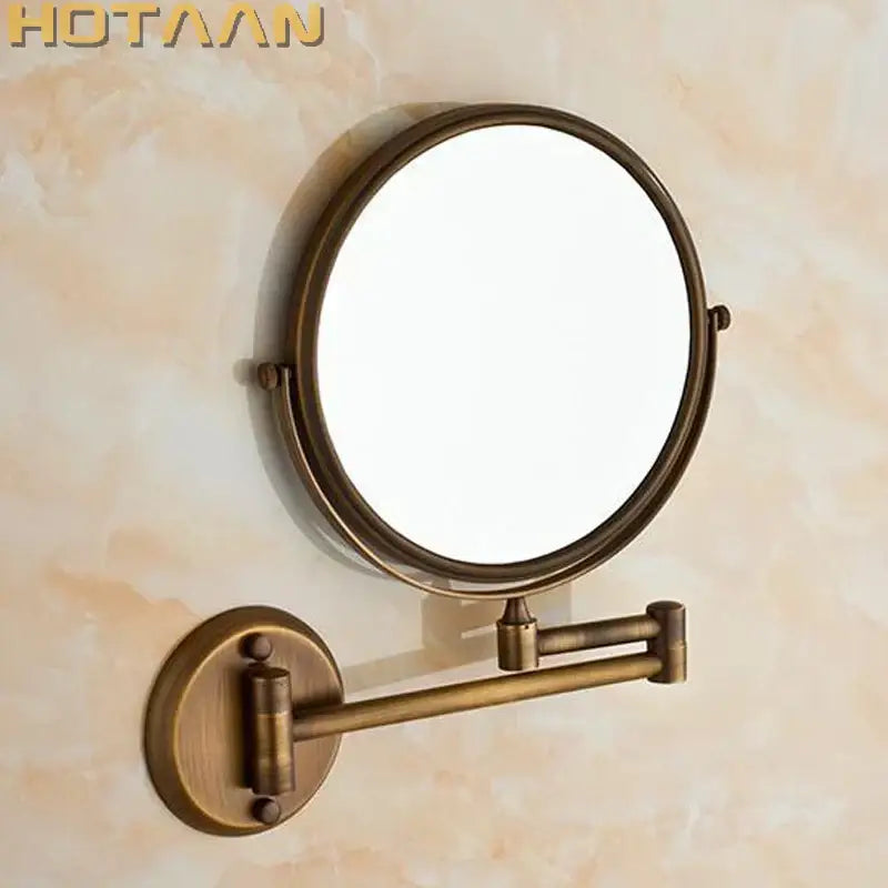 DecorBites™ 8" Brass Shave Makeup Mirror Wall Mounted Extendable Arm 1x3x Magnifying