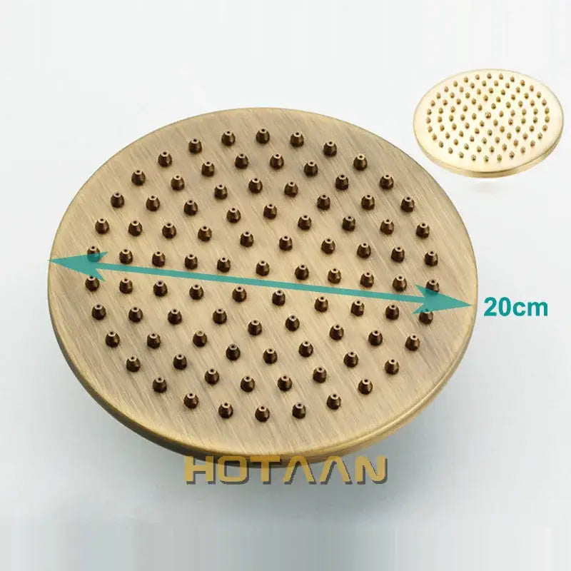 DecorBites™ 8" Copper Round OverHead Rain Shower Head in Antique Brass Finish