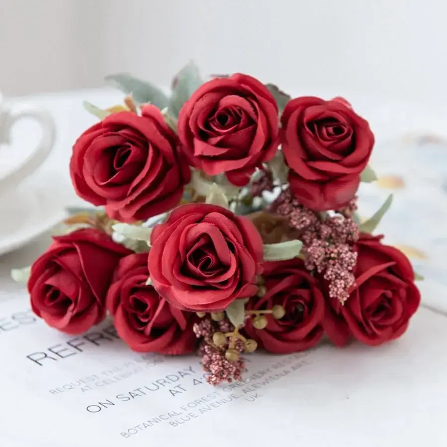 DecorBites™ 8-Head 30cm Pink Peony Silk Bouquet Wedding Home Decoration Flower Wall