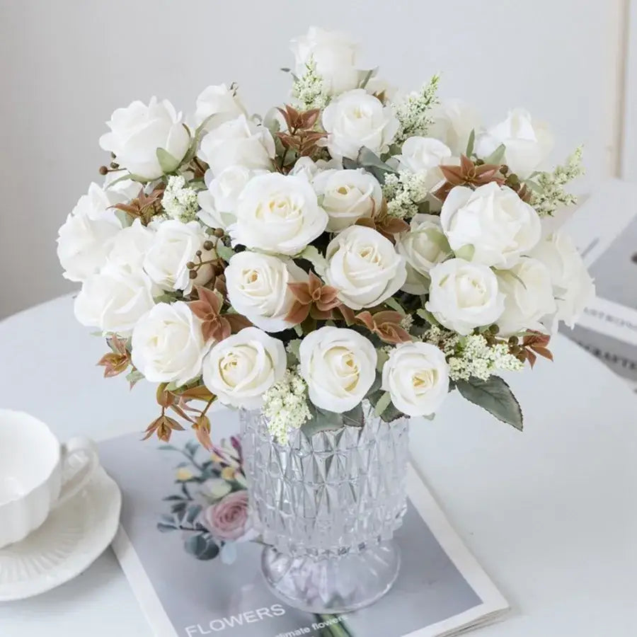 DecorBites™ 8-Head 30cm Pink Peony Silk Bouquet Wedding Home Decoration Flower Wall