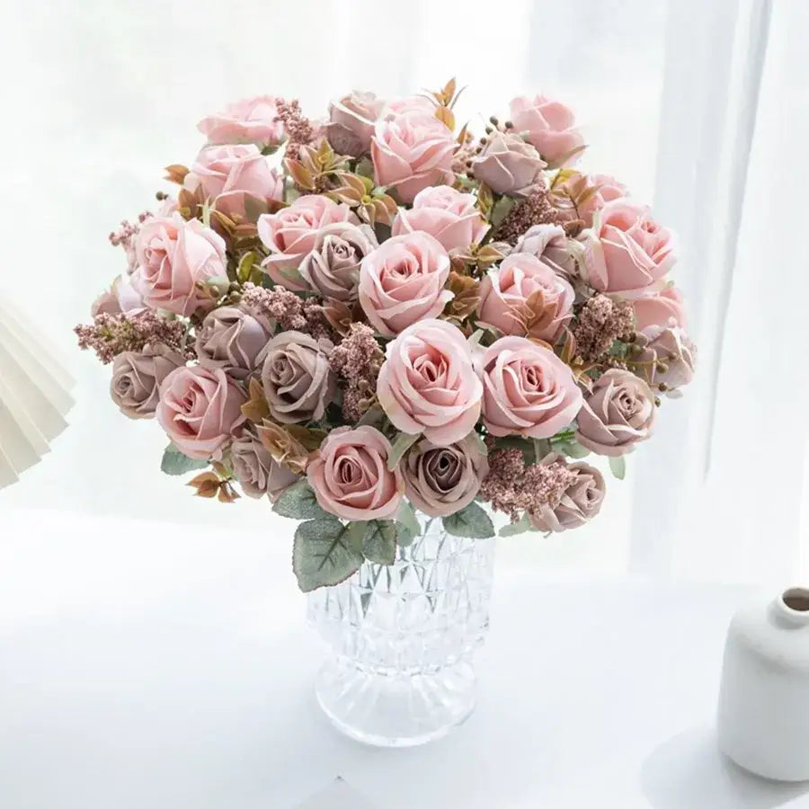 DecorBites™ 8-Head 30cm Pink Peony Silk Bouquet Wedding Home Decoration Flower Wall