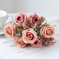 DecorBites™ 8-Head 30cm Pink Peony Silk Bouquet Wedding Home Decoration Flower Wall