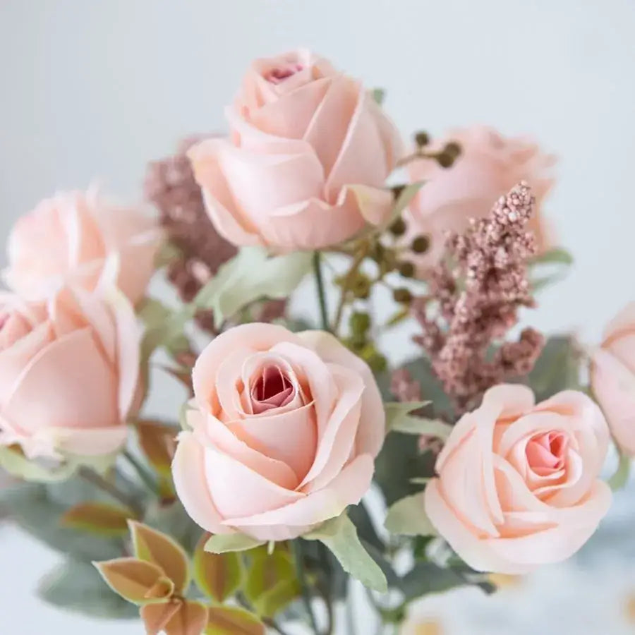 DecorBites™ 8-Head 30cm Pink Peony Silk Bouquet Wedding Home Decoration Flower Wall