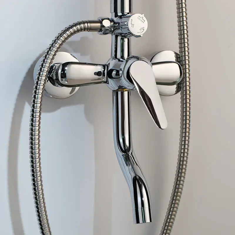 DecorBites™ 8-inch Chrome Bathroom Rainfall Shower Set with Adjustable Height and Handheld Faucet