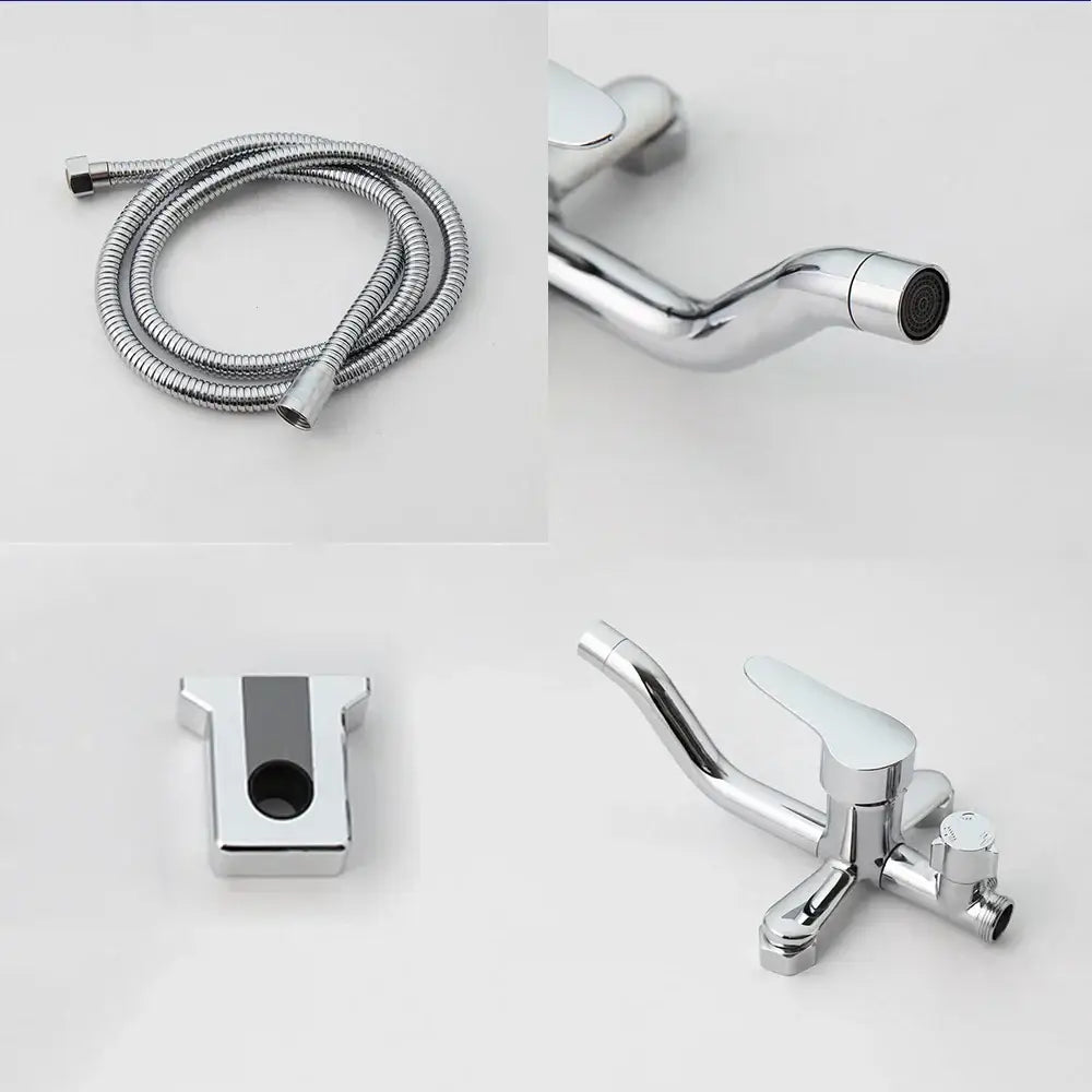 DecorBites™ 8-inch Chrome Bathroom Rainfall Shower Set with Adjustable Height and Handheld Faucet