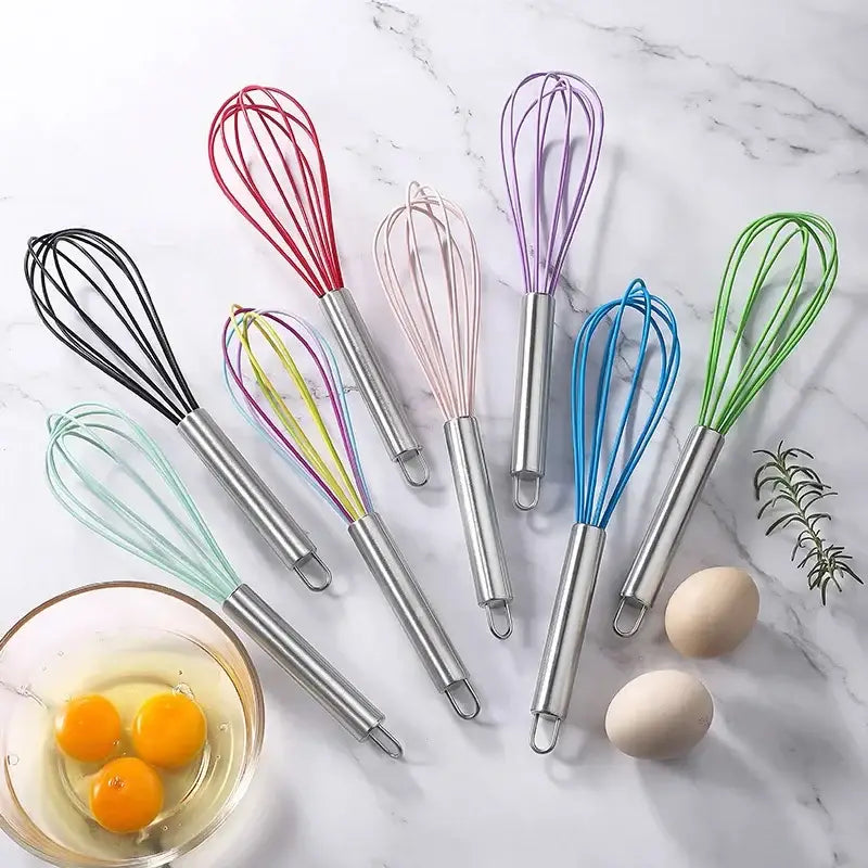 DecorBites™ 8-Inch Stainless Steel Silicone Whisk Mixer for Baking & Cooking