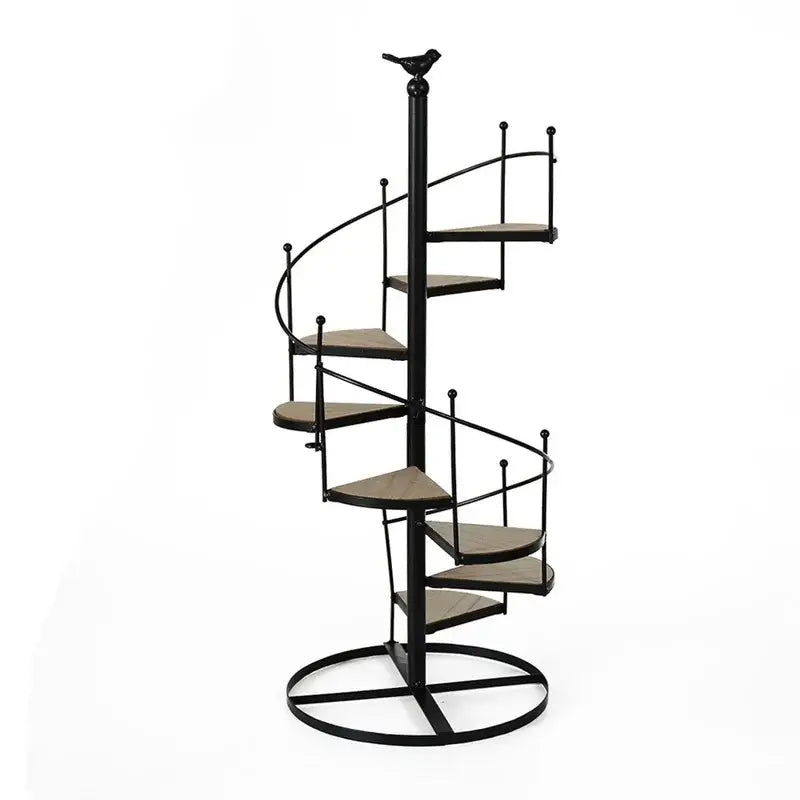 DecorBites™ 8-Layer Stair Shape Iron Plant Stand with Wood Plate