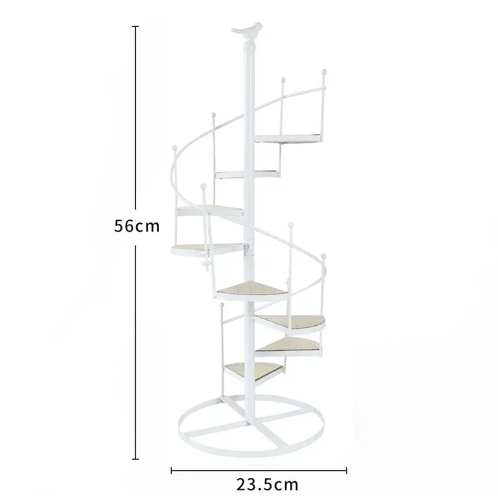 DecorBites™ 8-Layer Stair Shape Iron Plant Stand with Wood Plate