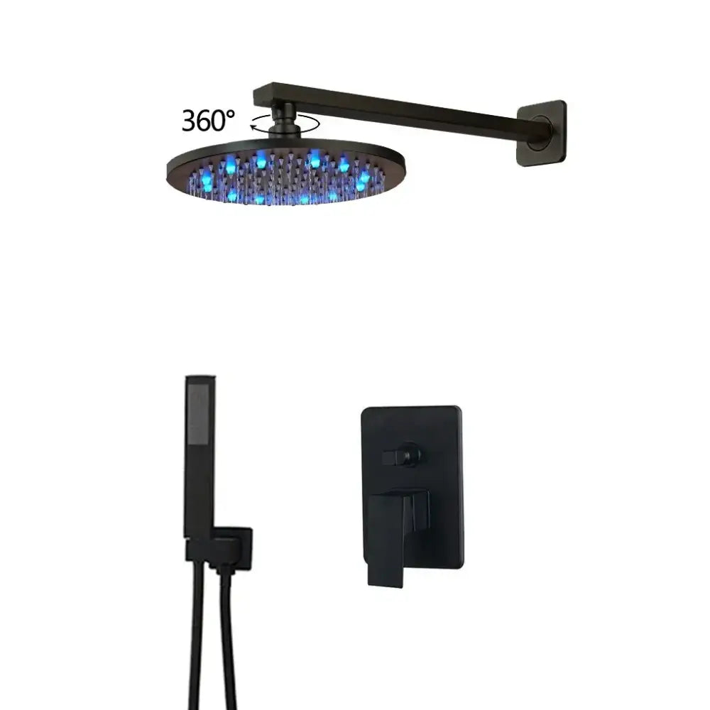 DecorBites™ 8" Matte Black Wall Mounted Rainfall Shower Faucet Set with Handheld Shower