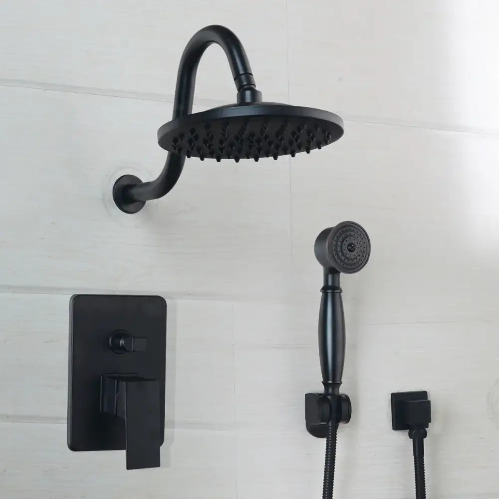 DecorBites™ 8" Matte Black Wall Mounted Rainfall Shower Faucet Set with Handheld Shower