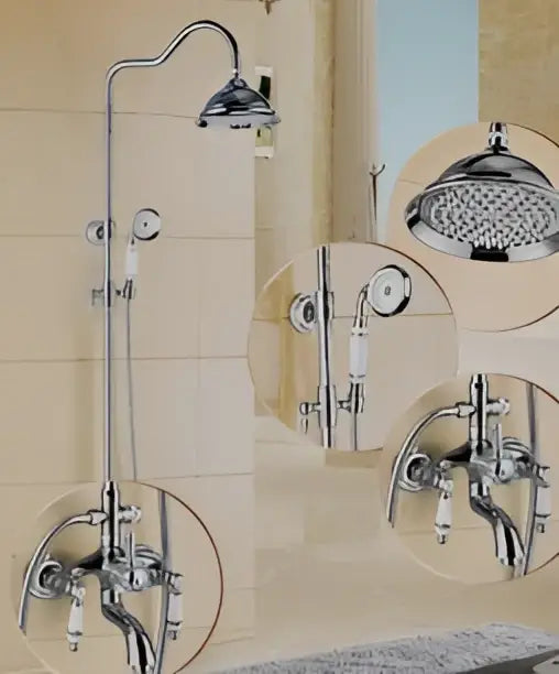 DecorBites™ 8" Rainfall Shower Tub Faucet Set with Rotate Spout and Two Handles