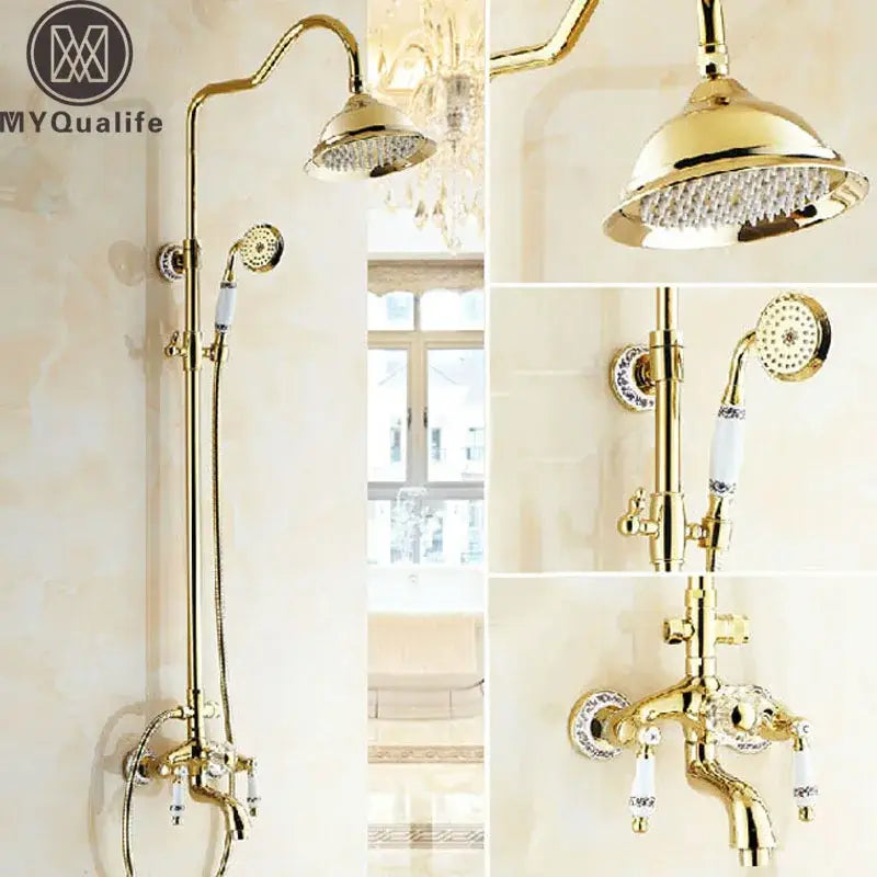 DecorBites™ 8" Rainfall Shower Tub Faucet Set with Rotate Spout and Two Handles