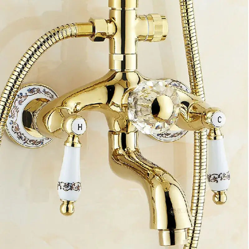 DecorBites™ 8" Rainfall Shower Tub Faucet Set with Rotate Spout and Two Handles