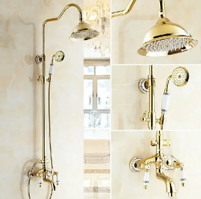 DecorBites™ 8" Rainfall Shower Tub Faucet Set with Rotate Spout and Two Handles