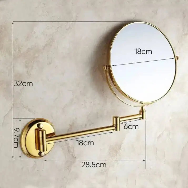 DecorBites™ 8" Round Brass Dual Makeup Mirror with 3X Magnification