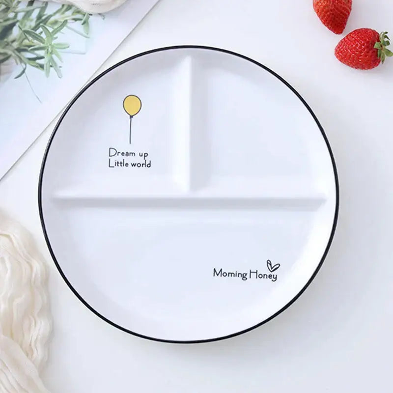 DecorBites™ 8" Round Grid Plate - Perfect for Solo Dining or Family Breakfast
