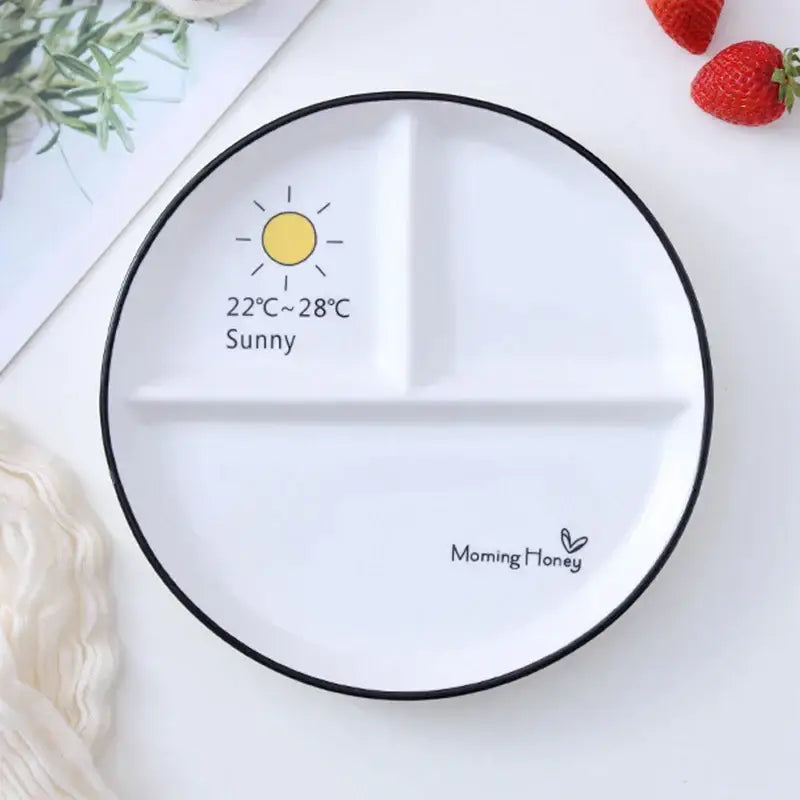 DecorBites™ 8" Round Grid Plate - Perfect for Solo Dining or Family Breakfast