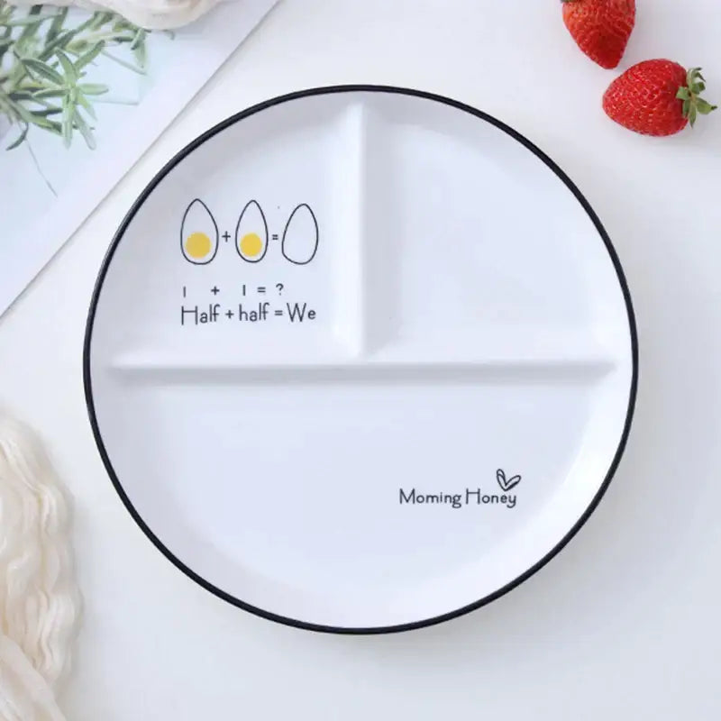 DecorBites™ 8" Round Grid Plate - Perfect for Solo Dining or Family Breakfast