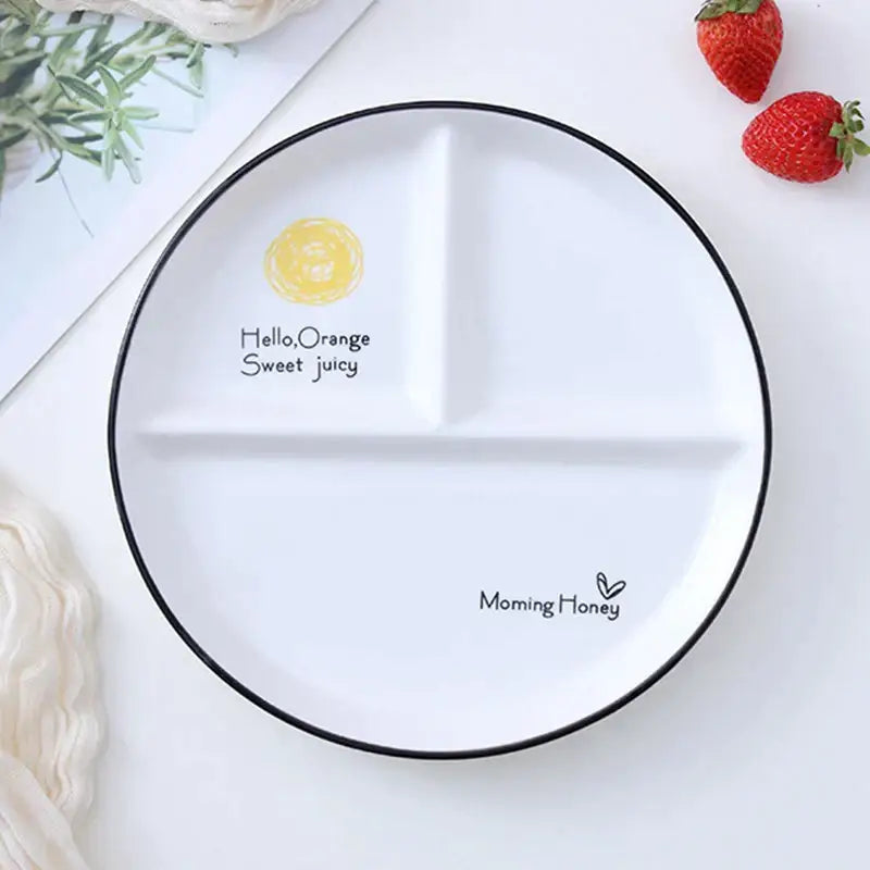 DecorBites™ 8" Round Grid Plate - Perfect for Solo Dining or Family Breakfast